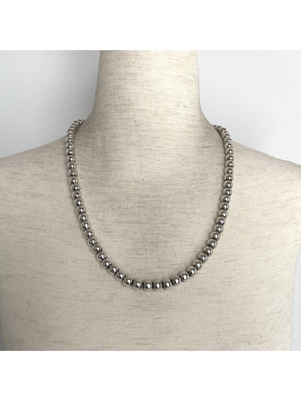 VTG Taxco Mexico Sterling Silver 925 Heavy Bead Ball Beaded Chain Necklace 23"